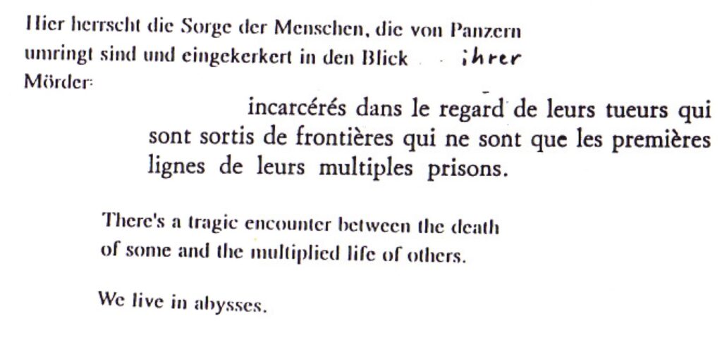 Textentwurf zu "Miserere hominibus" (2006)